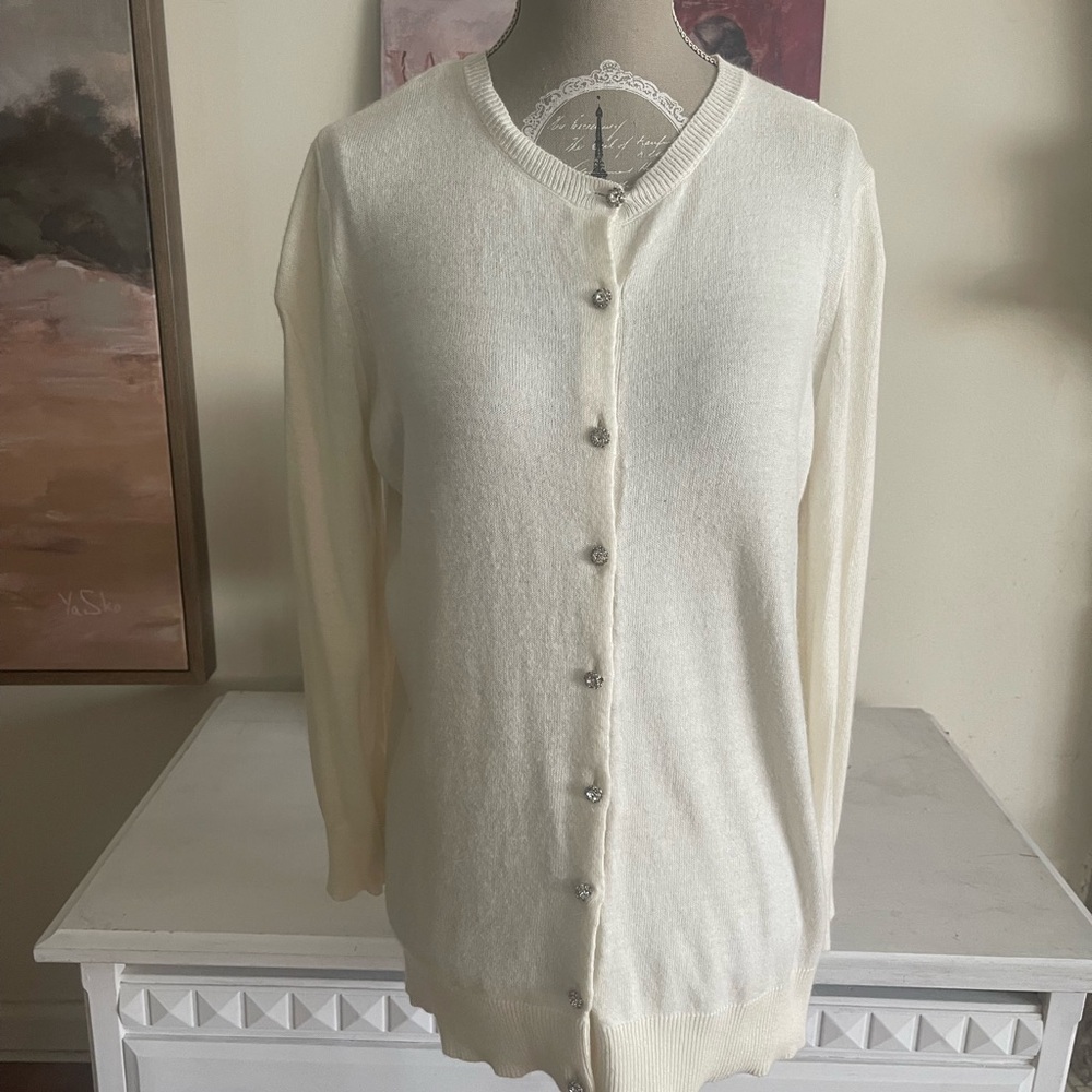 Lara Knit Cream Cardigan with Crystal Buttons